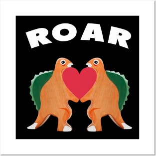 Cute Dinosaur Backtoschool Quote Roar Heart white Posters and Art